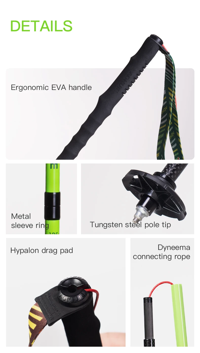 AONIJIE E4204 Carbonfaser Faltbare Trail-Running-Stöcke Leichtgewichtige EVA-Griffe Verstärktes Rohr Schnellverschluss-System für Trail Running – Detail 8