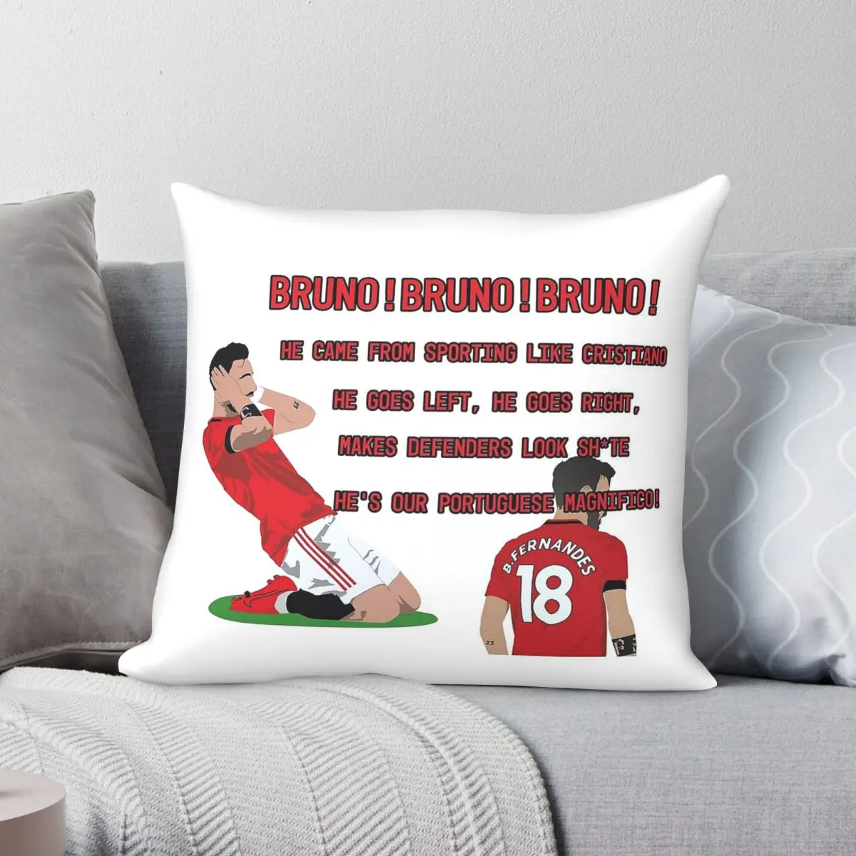 Bruno Fernandes Song Chant Square Pillowcase Polyester Linen Velvet Printed Zip Decorative Home Cushion Case