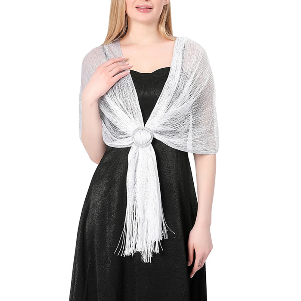 For Women's For shimmer Shawl Wrap - Elegant Stole for Evening Dress Wedding Party Bridal Use Polyester 160x45cm Solid Colors