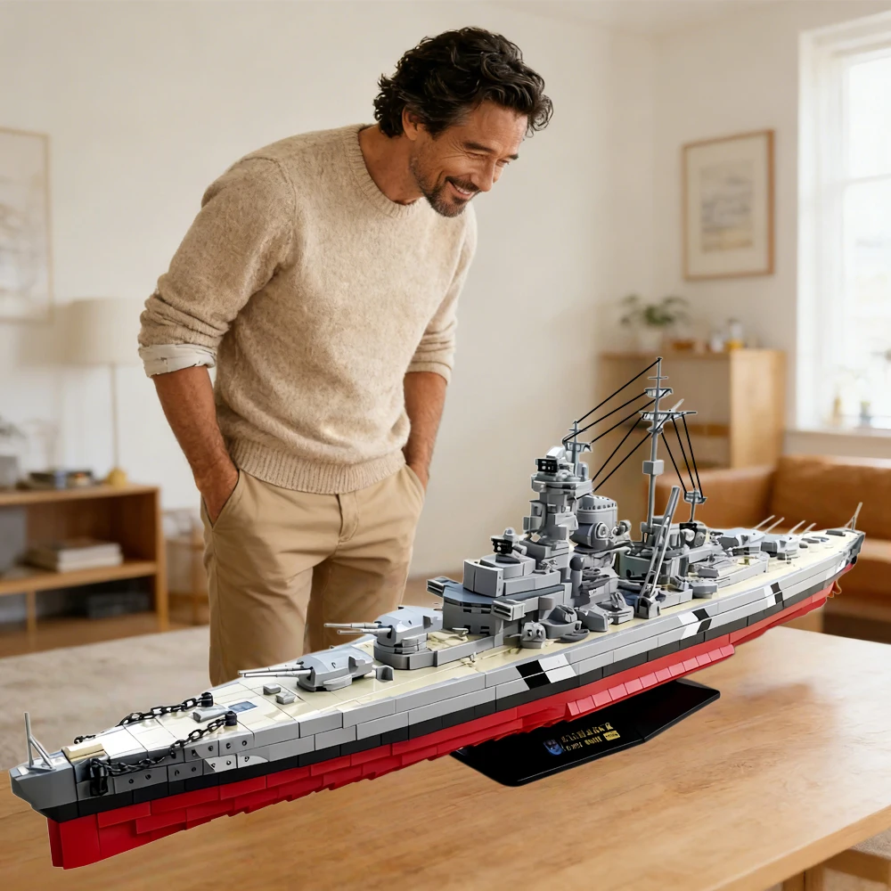 

1: 300 Bismarck class battleship building block set 2686+/PCS large cruiser strategic ship collection and assembly model gift