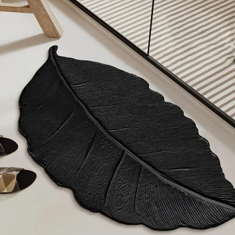 Nordic Style Leaf Shaped Bathroom Floor Rug Anti Slip Quick Drying Blanket Suitable for Entrance Courtyard Floor Mat Home Decor