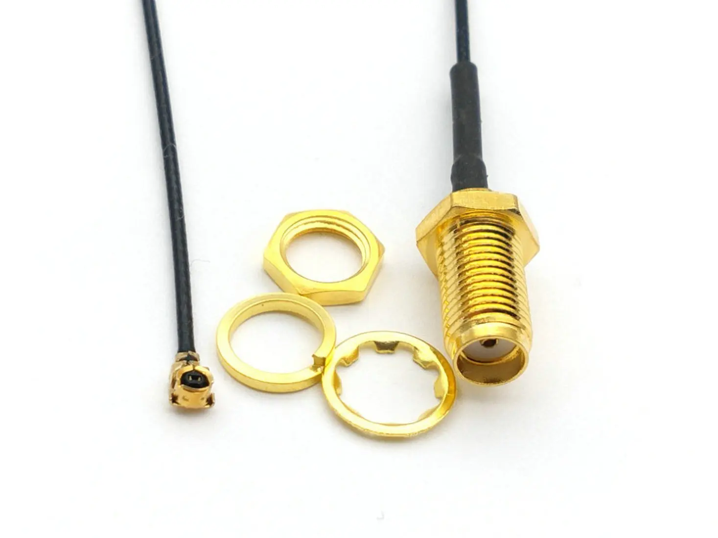 50pcs/100pcs brass SMA female nut bulkhead to IPX U.FL female 1.13 cable pigtail