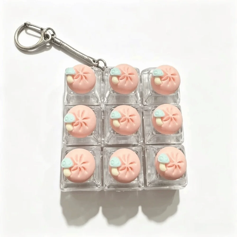Finger Button Anti-stress Pendant Stress Relief Foods Clicker Fidget Keychain Pass The Time Bag Charms Finger Keyboard Cap