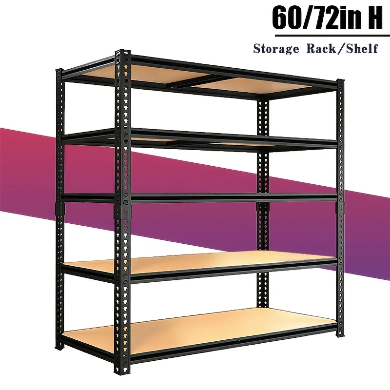 

60/72"H Storage Shelves 2000LBS Adjustable Versatile Utility Rack Shelf, 5 Tier Metal Storage Shelving Unit High Quality Shelves For Garage Storage Basement Industrial Pantry Shelf, Holders, Storage And Organization, for garage Organization And Stor