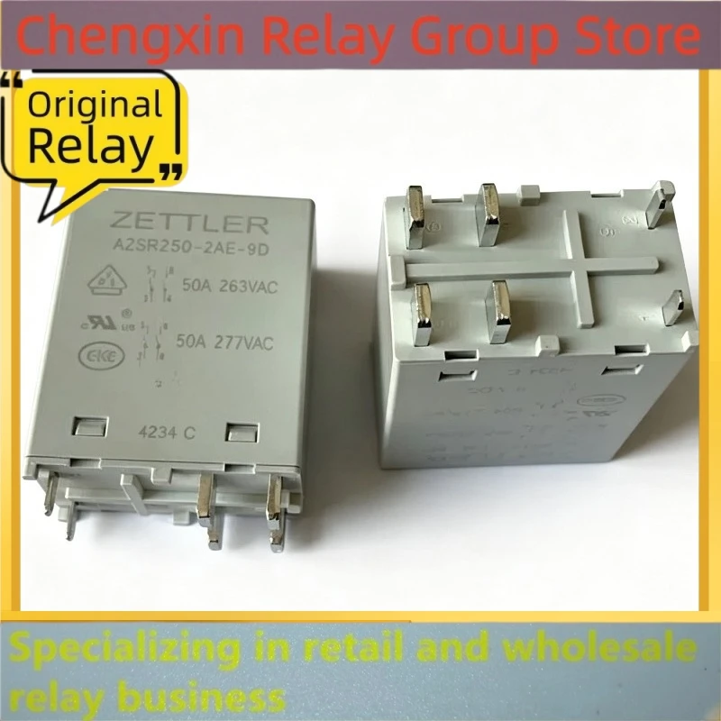 6 Pin 9VDC SMD Power Relay AZSR250-2AE-9D 50A 263VAC 2NO Dual Contact Sealed Electromagnetic Relay