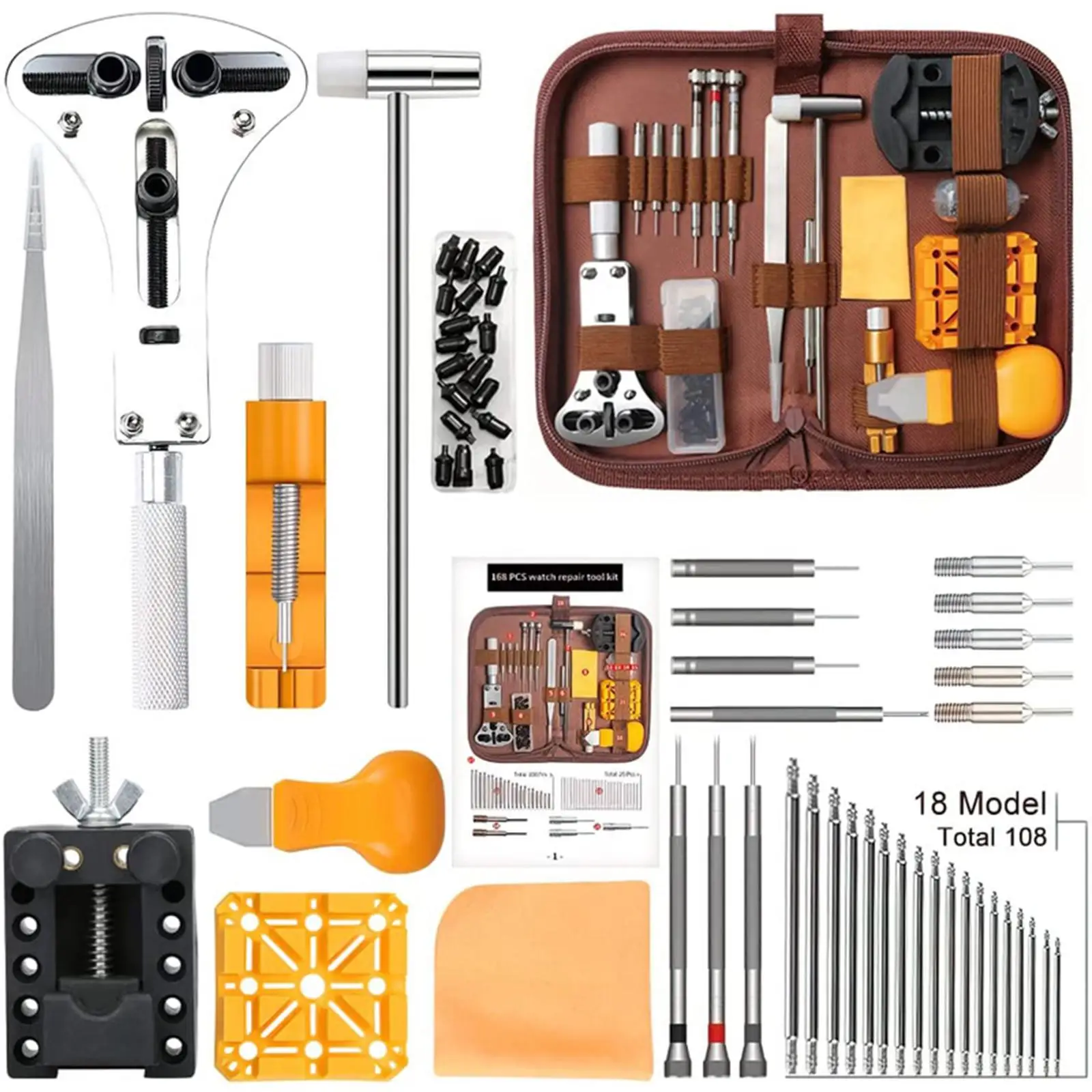 Portable Watch Repair Case with High Grade Tweezers Screwdriver Set for Watch Link Pin Removal