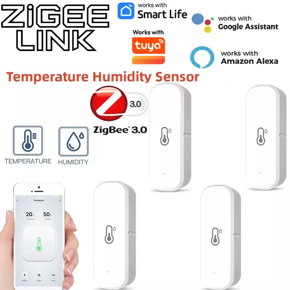 4 Stück Tuya Zigbee 3.0 / Cozylife WiFi Temperatur- und Feuchtigkeitssensor, APP-Fernüberwachung, Smart Home, Sprachsteuerung, Alexa, Google Home