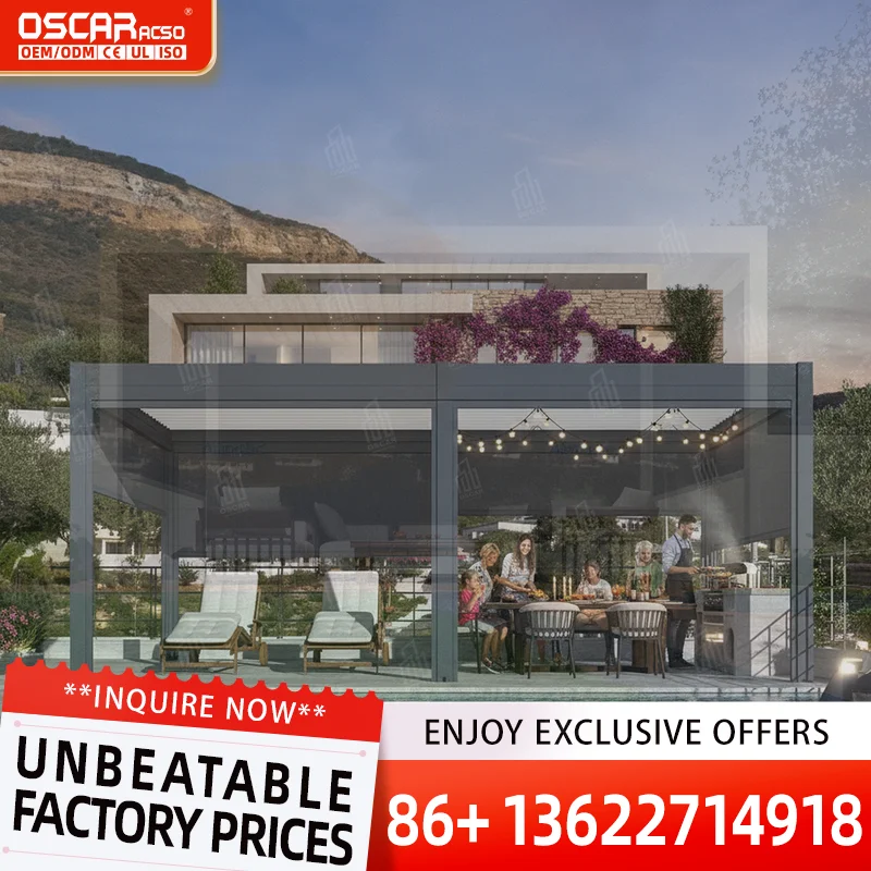Aluminum Modern Luxury Garden Outdoor Leisure Pavilion with Modular Design Adjustable Features Storage Customizable for Backyard