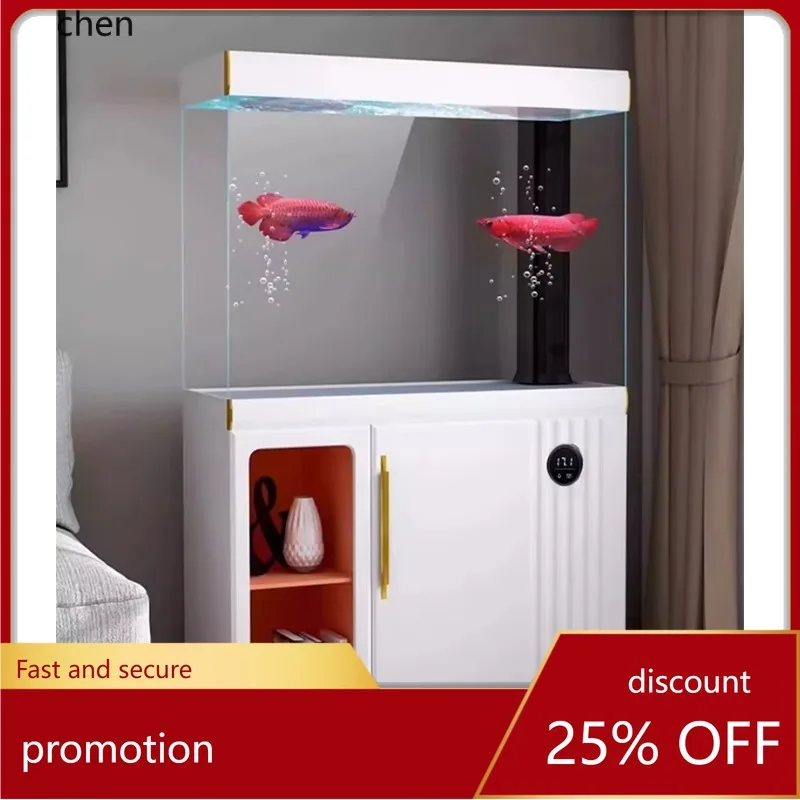 

HT Ultra-clear Glass Fish Tank Living Room Small Household Aquarium Screen Bottom Filter Goldfish Tank
