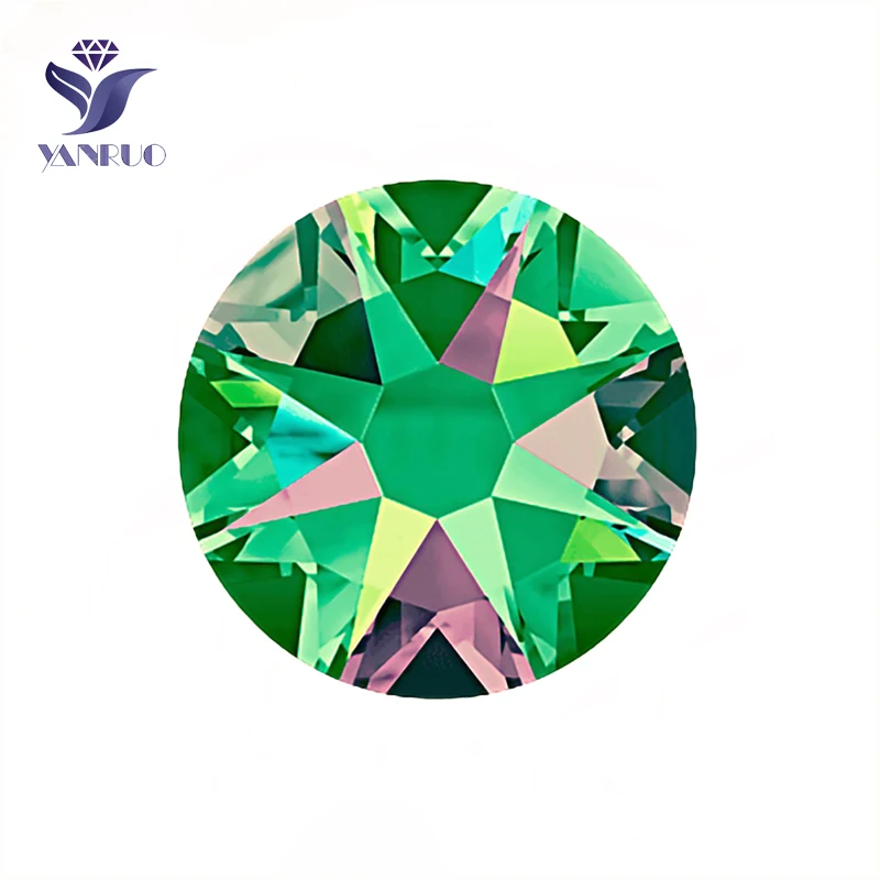 YANRUO 2088NoHF 8 big 8 small Nails Art strass colla Flatback su cristallo verde vulcano Decor accessori fai da te