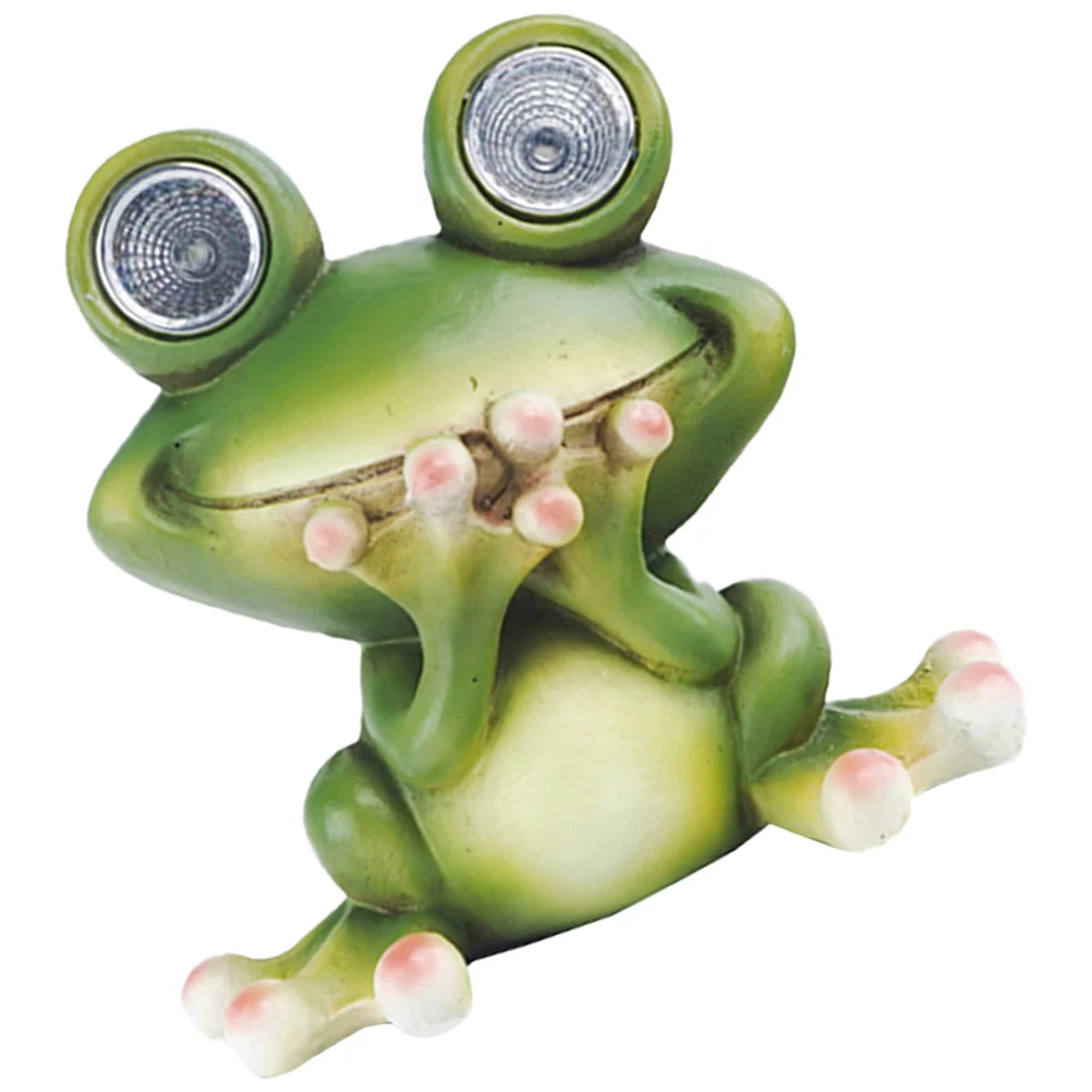 Resin Frog Statue Solar Lights Outdoor Decor Creative Figurine Ornament Garden Decoration