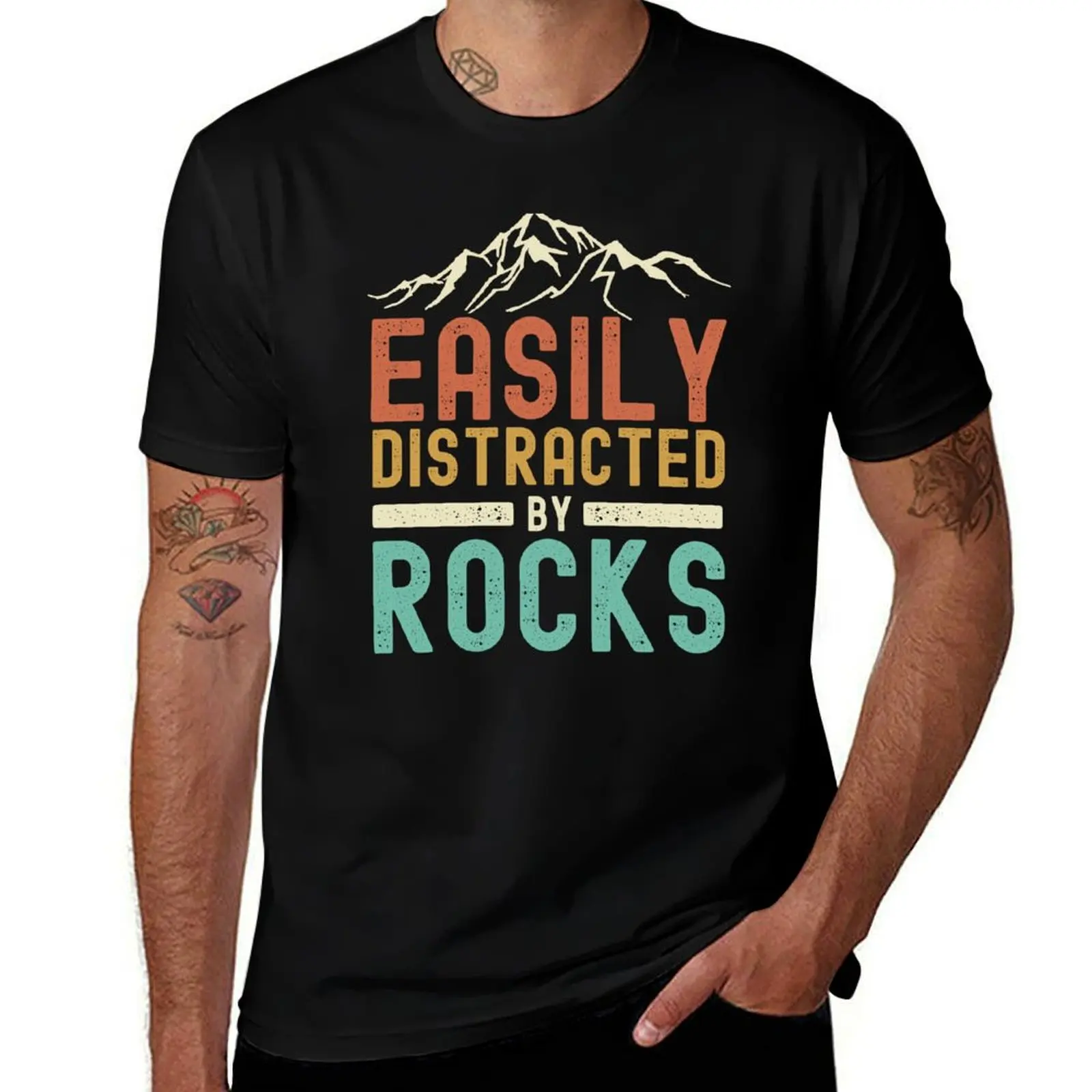 Easily Distracted By Rocks ( Geologist And Geology Teacher Gift) T-Shirt Casual Trendy Streetwear Tee Shirt T-Shirt
