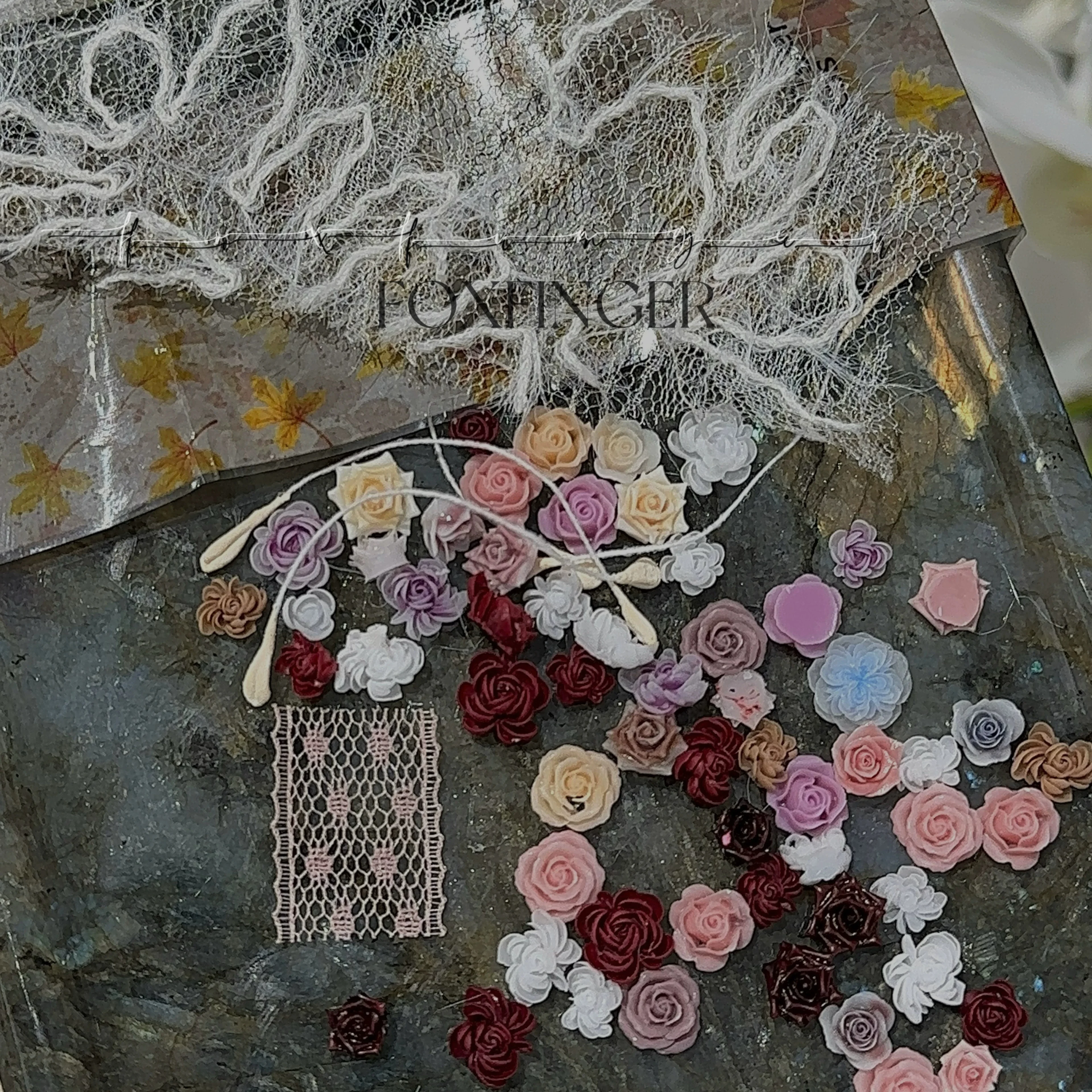 New Hand-carved Distressed Rose Flower Material Pack With Soft And Hard Textures Mixed New Styles Irregular Lace DIY Nail Art