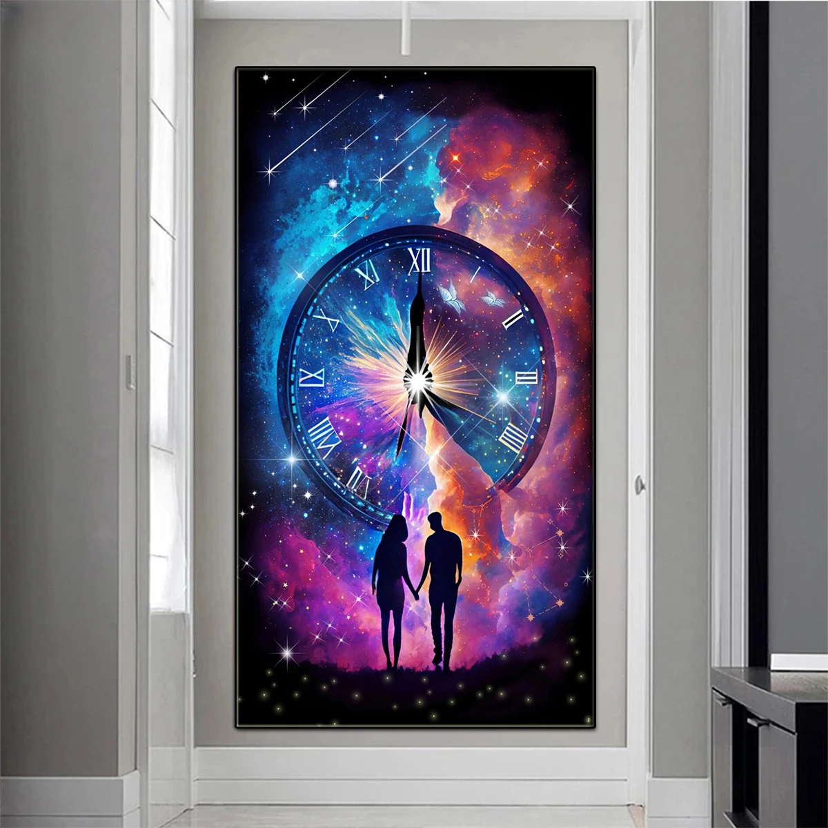 Starry Sky The Lover DIY Full Diamond Painting Clock 5D Diamond Embroidery Landscape Cross Stitch Mosaic Rhinestones Wall Art