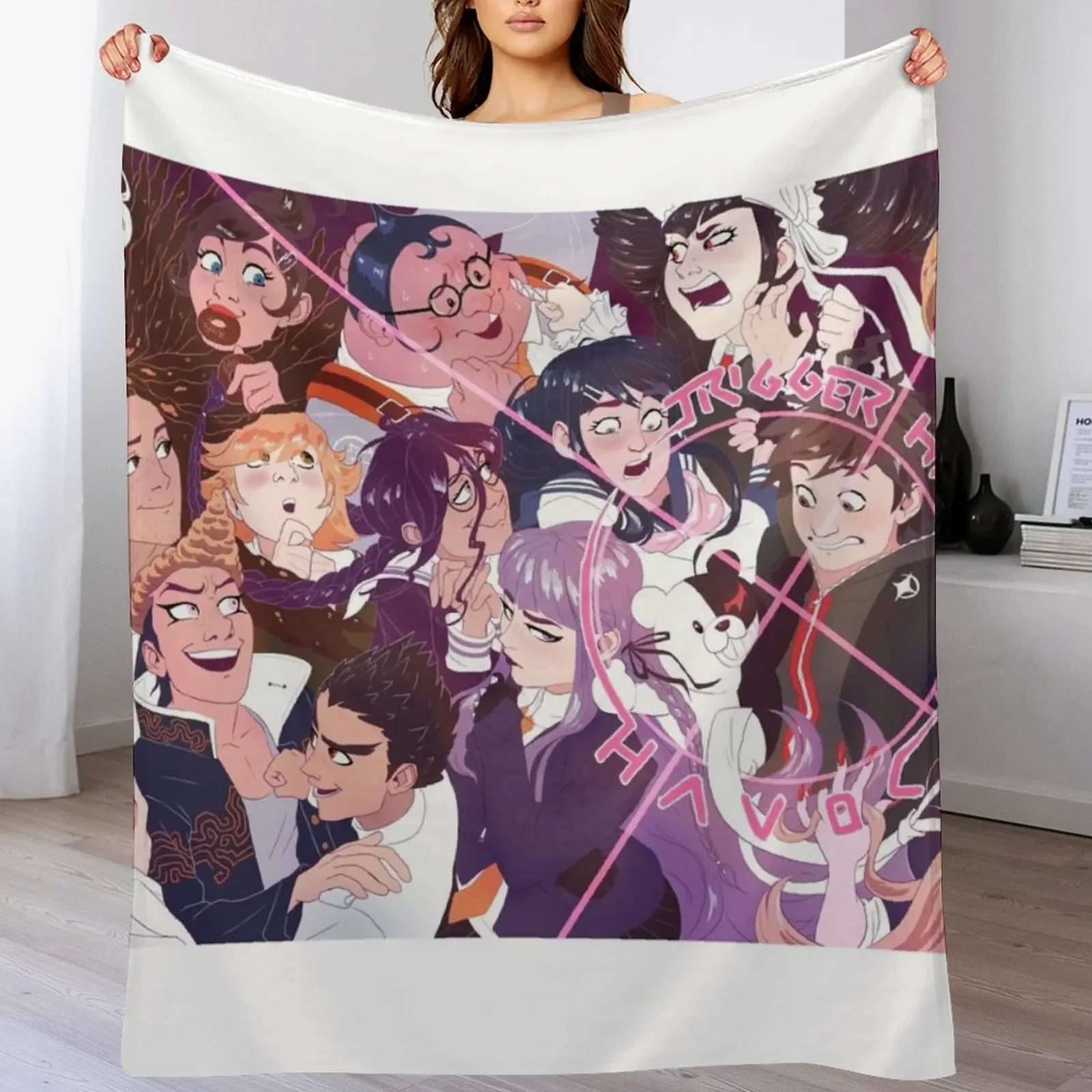 

Dangan Ronpa Trigger Happy Havoc Throw Blanket heavy to sleep manga Vintage Bed covers Blankets