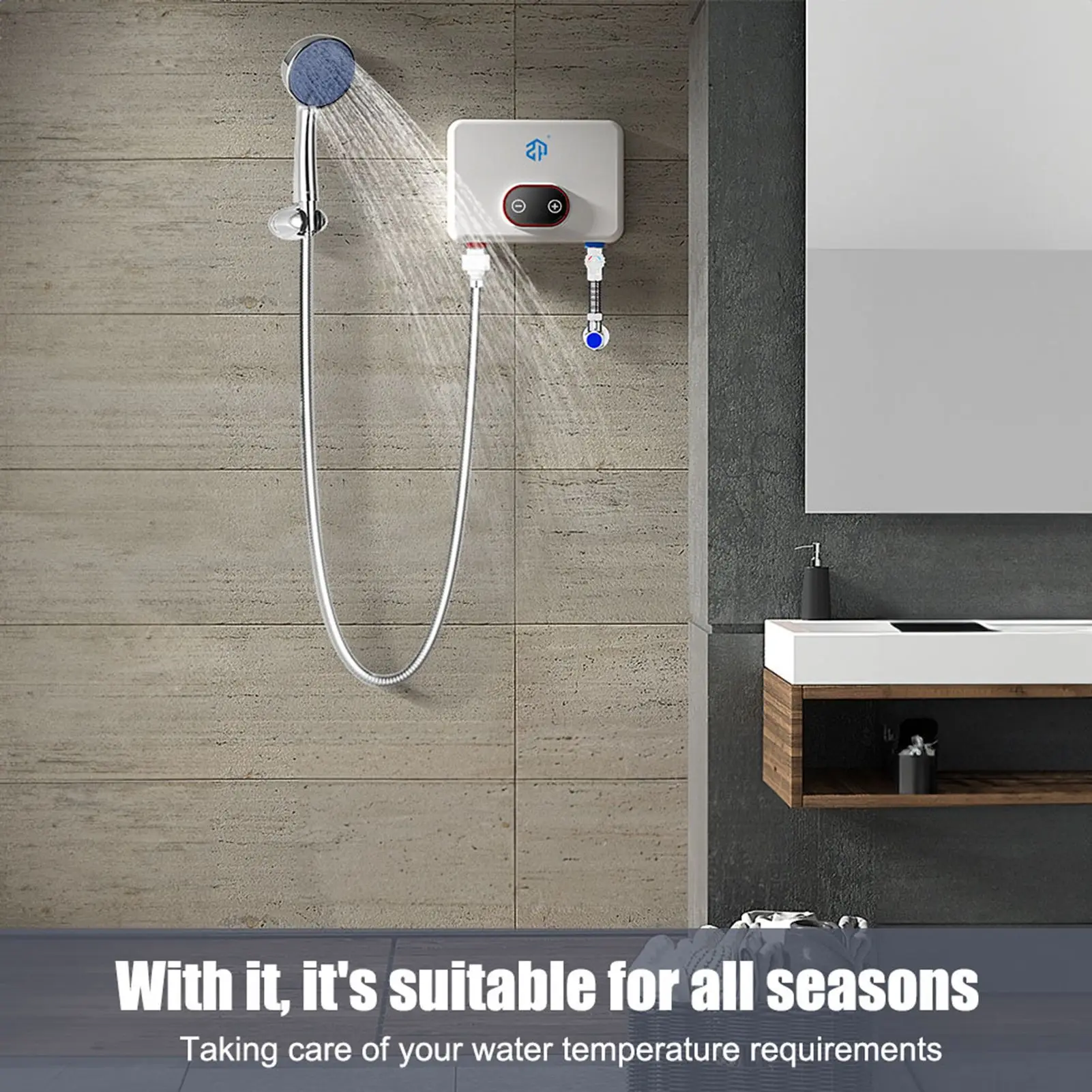 Calentador de agua instantáneo de 5500W, calentador de agua eléctrico montado en la pared para baño, cocina, pantalla LED HD, calentador de agua con Control termostático