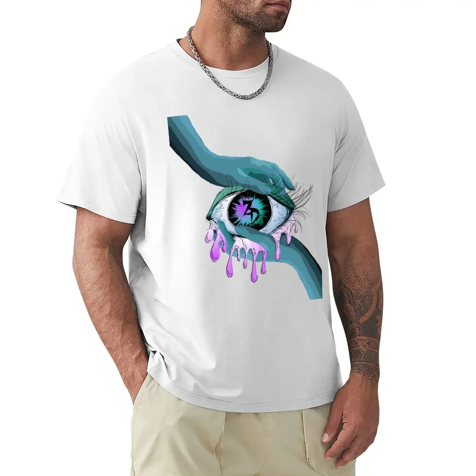 Zeds Dead EDM eye Art T-Shirt blue archive rapper graphic tees mens big and tall t shirts