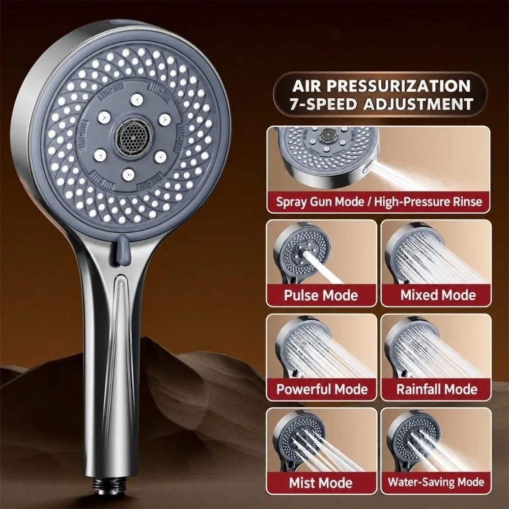Seven-speed Large Panel Shower Head Easy Installation Big Panel Rainfall Pressurized Shower Head Durable Multi-functional