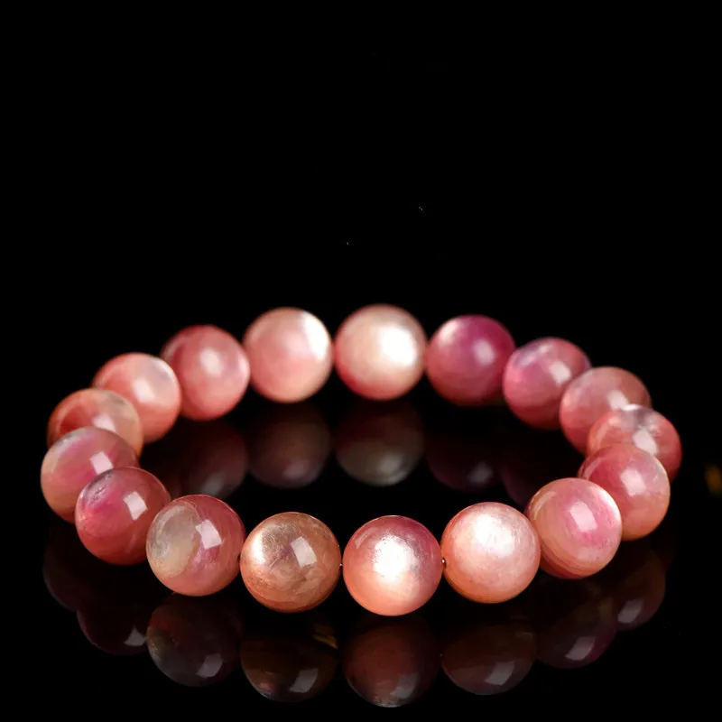 

Natural Pink Kunzite Orange Lepidolite Quartz Bracelet Flash Woman Men Clear Round Beads Jewelry 10mm 11mm 12mm 14mm AAAAAA