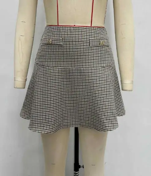 2025, herbst Neue frauen Mode, Elegante Heiße Mädchen Hohe Taille Spleißen A-Line Multi Funktionale Halbe Länge Rock frauen Tragen