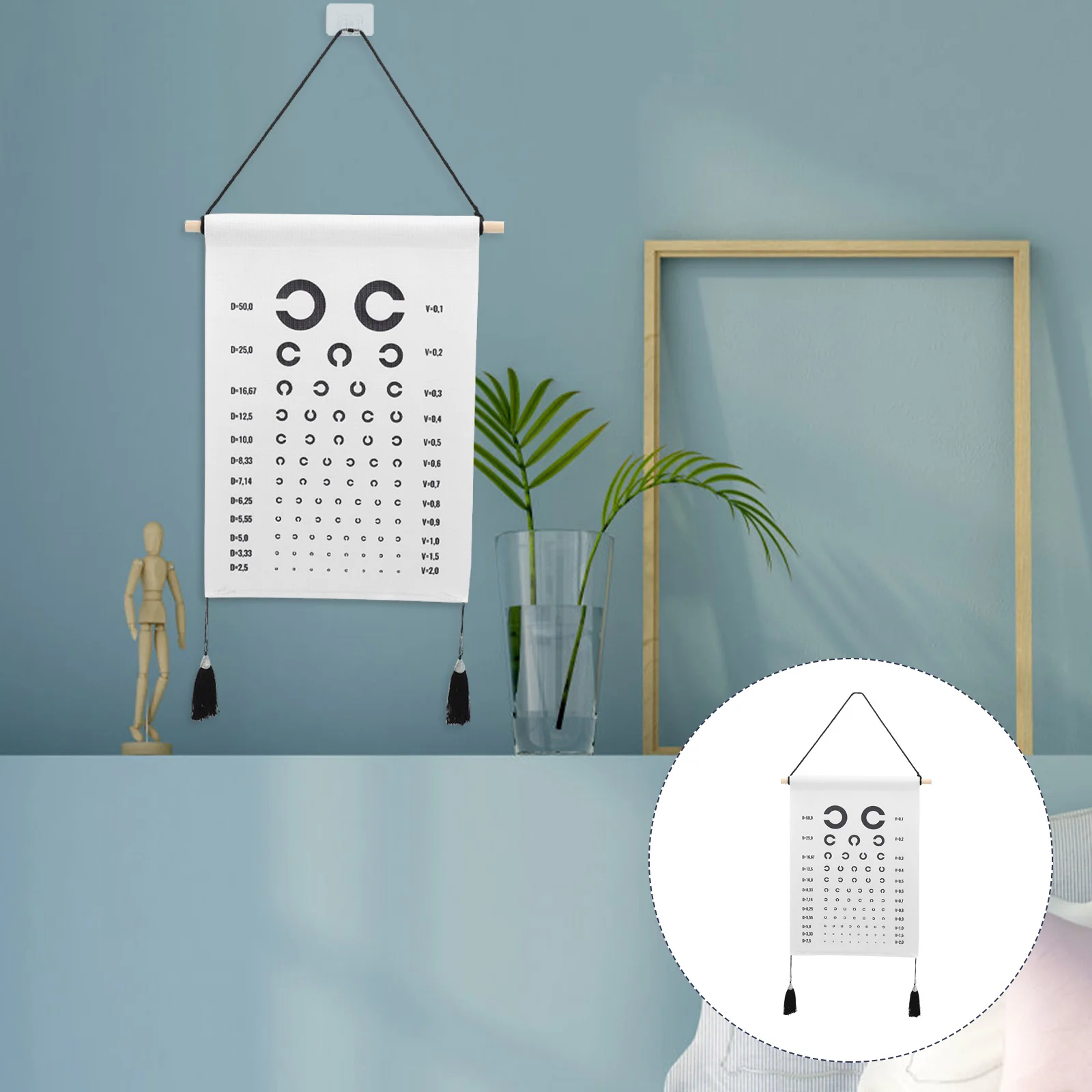 Eye Chart Hanging Picture Vision Testing Pictures Polyester Cotton Distance Child