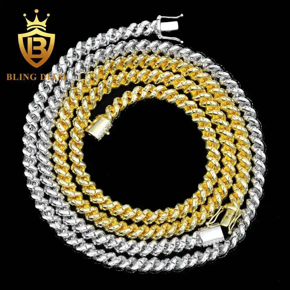 

Ожерелье из кубинской цепи с муассанитом, Ювелирное Украшение с бриллиантами в форме спирали 8 мм, со сверкающими звеньями