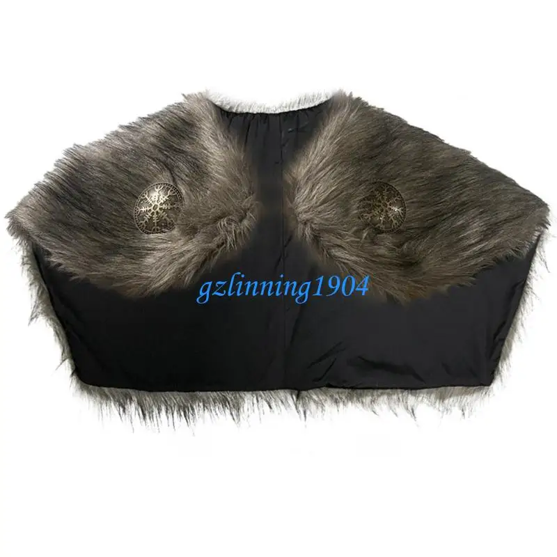 

L5YD Medieval Furry Mantle Shoulder Wrap Medieval Furry Collar Halloween LARP Costume