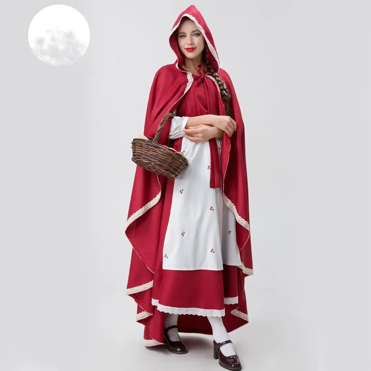 Costume cosplay classico del Cappuccetto Rosso di Halloween