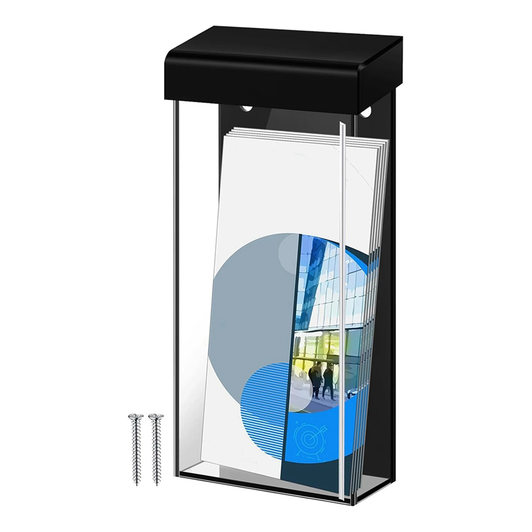 Ingenious-4X Outdoor Brochure Holder 4X9 Inch Waterproof Wall Mount Literature Box With Lid Clear Acrylic For Pamphlet Menu
