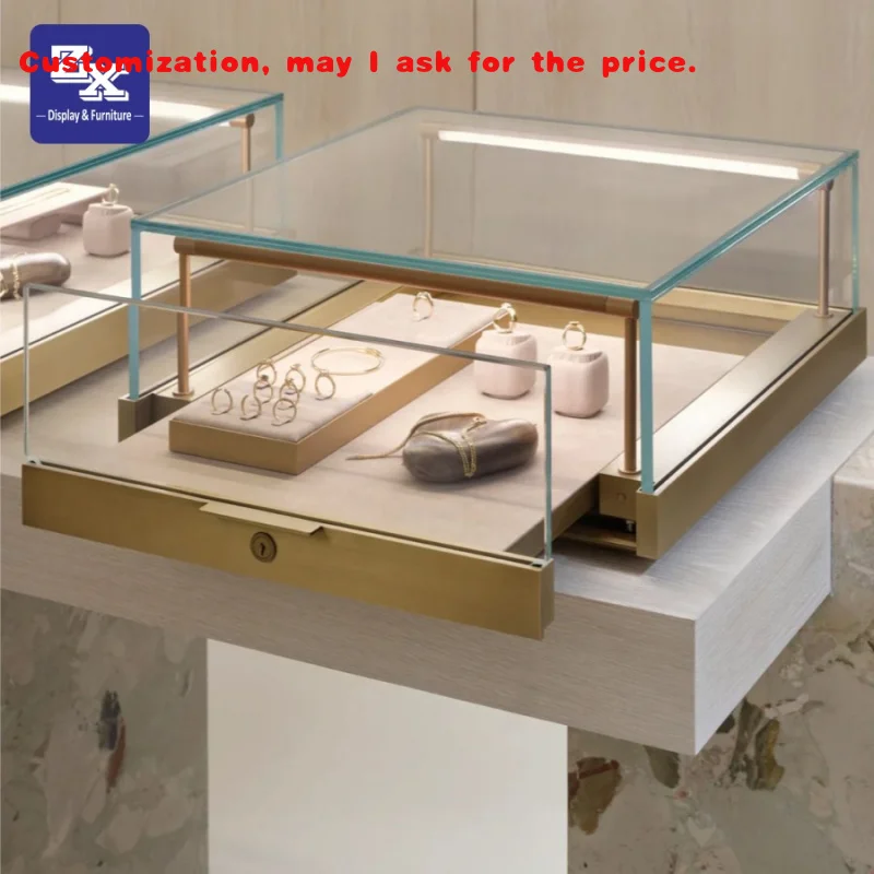 

custom.Popular Customized Display Tray Out with Display Drawer Style Tabletop Jewelry Display Showcase
