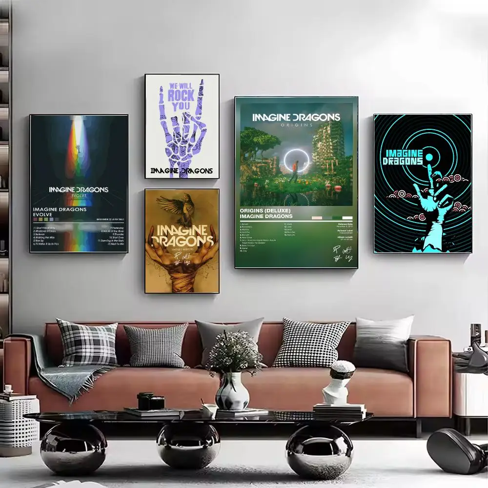 Arena Rock Band I-Imagine Dragons Poster HD Wall Art Aesthetic Decor for Living Room Bedroom Office Stylish Gift