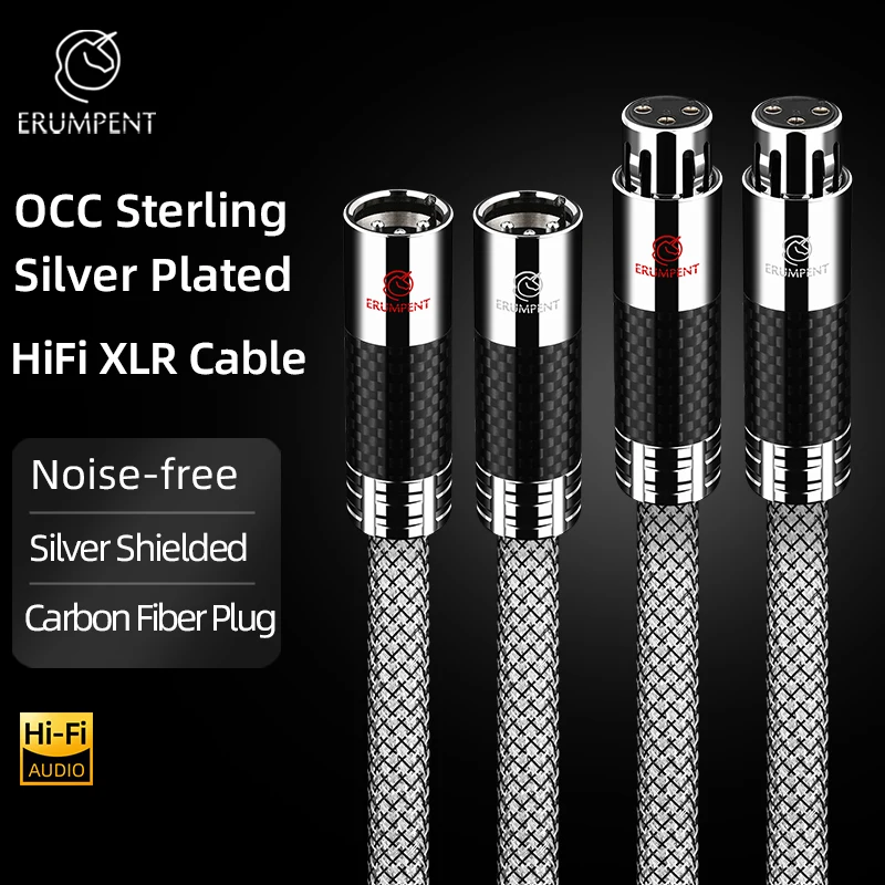 ERUMPENT Hifi Dual XLR Male Female Balanced Audio Cable OCC Sterling Silver-plated 2XLR Microphone Speaker Mixer Guitar Amplify