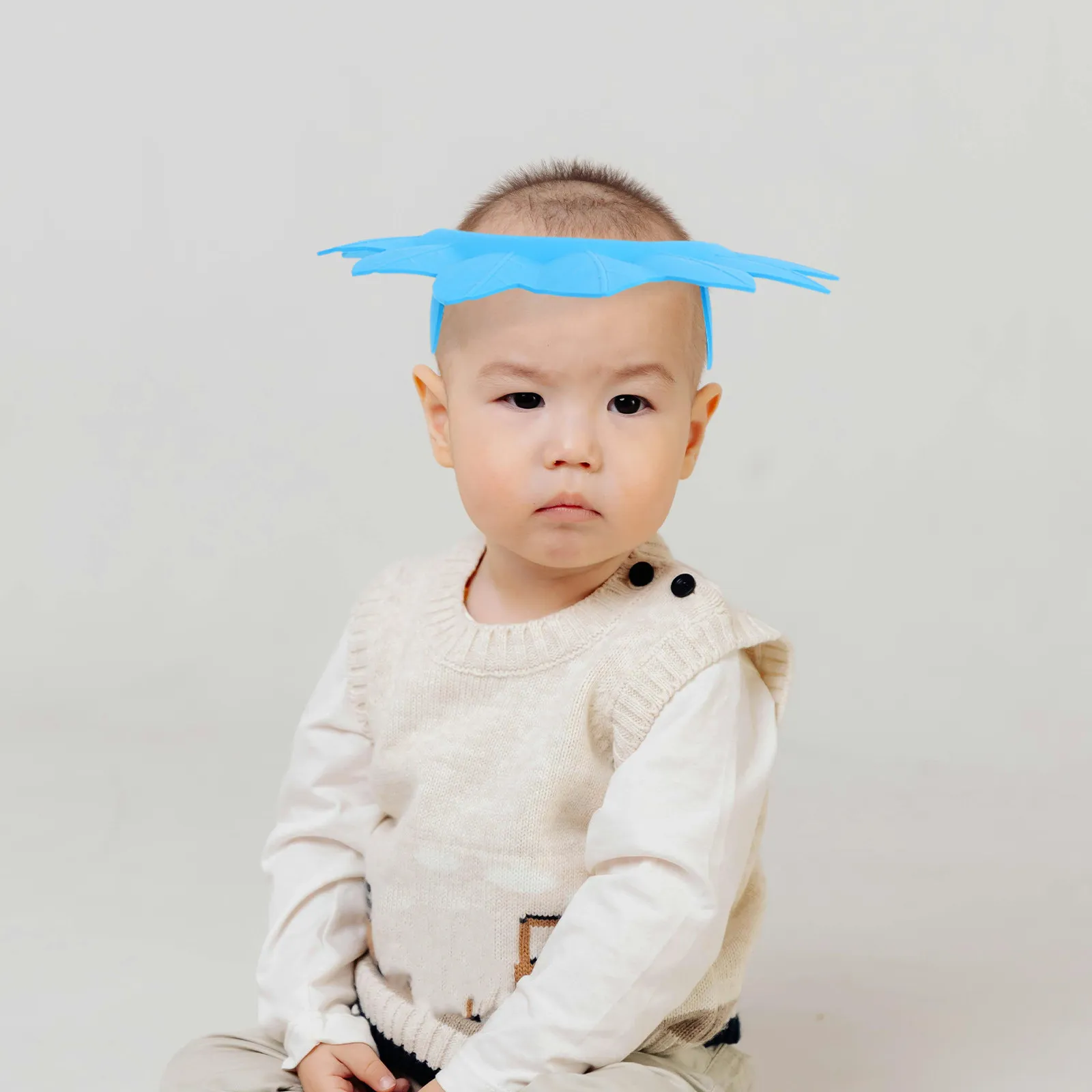 

3Pcs Leaves Shape Baby Shampoo Hat Adjustable Waterproof Ear Protection Bathing Cap Toddler Shower Hair Wash Shield Blue Pink