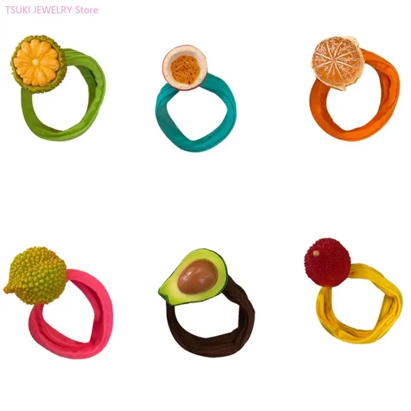 

62KE резинки для волос из сладкой смолы с фруктами, эластичные защитные кольца для волос, нескользящий держатель для хвоста с