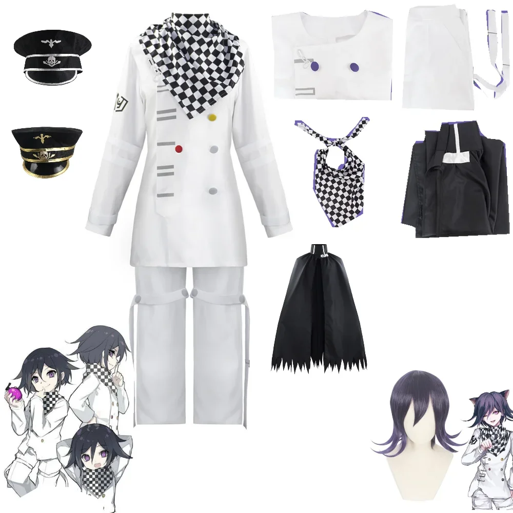 Kokichi Oma Cosplay  Danganronpa V3  Cos CostumeWhite Uniforms Cloak Full Set Halloween Carnival Party Clothes