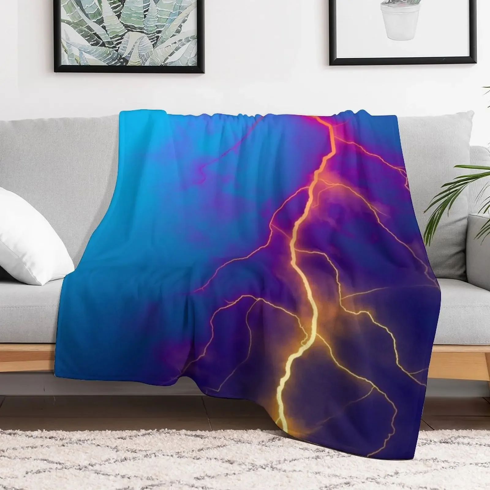 Lightning strike background Throw Blanket Bed Fashionable Soft Plush Plaid Blankets