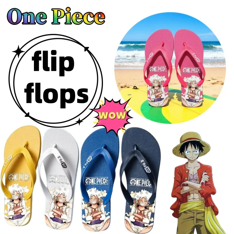 One Piece Fashion Flip-Flops for Men and Women, Summer Trendy Anime Indoor and Outdoor PVC Wear-Resistant Bestie Slippers