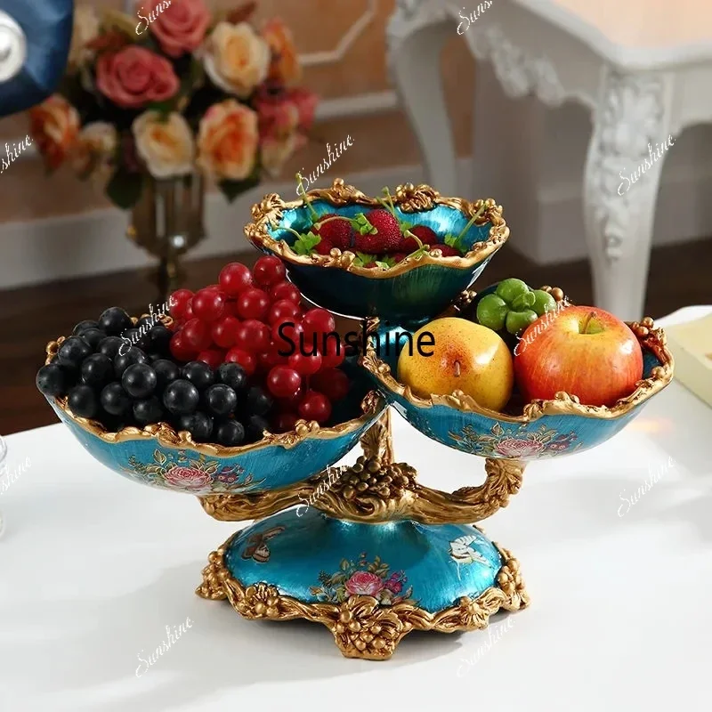 European Ceramic Snack Fruit Decorative Plate Coffee Table Food Tray Home Decor Bowl Porcelain Platter Fruit BasketW