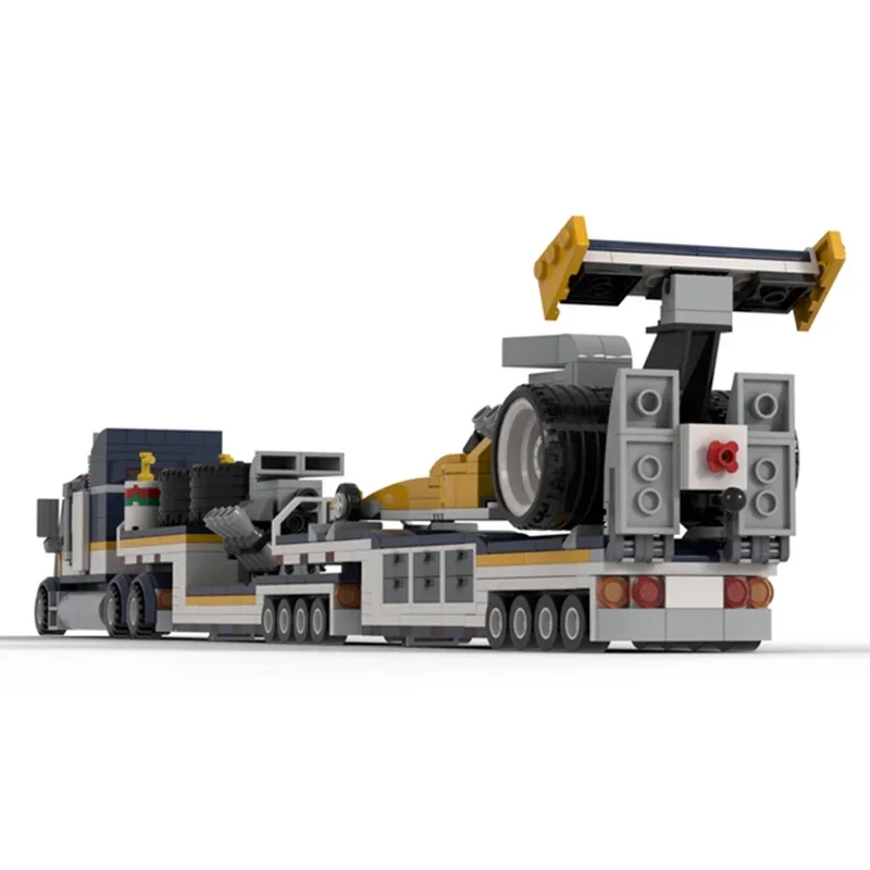 City Vehicle Model Moc Building Bricks Dragster Transporter Technology Modular Blocks Gifts Christmas Toys DIY Sets Assembly