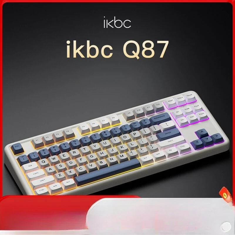 

IKBC Q87 с возможностью горячей замены RGB Bluetooth-клавиатура, переключатель 45 г, 87 клавиш choc, колпачки для клавиш из ПБТ, 3 режима, 2,4 г, беспроводная связь