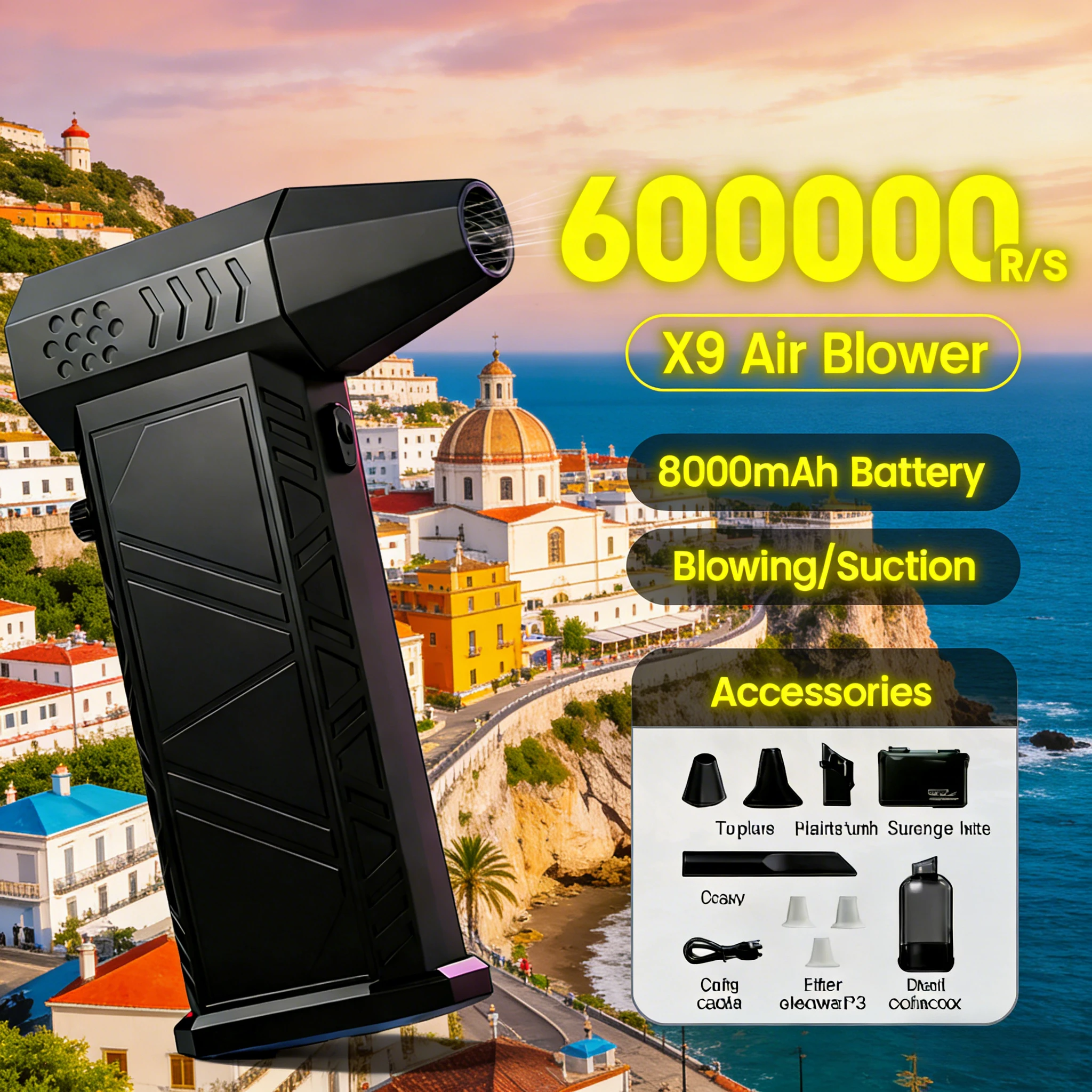 

X9 600000RPM Wind Beast Turbo Jet - 2-in-1 Brushless Blower & Vacuum Cleaner for PC, Car & Home