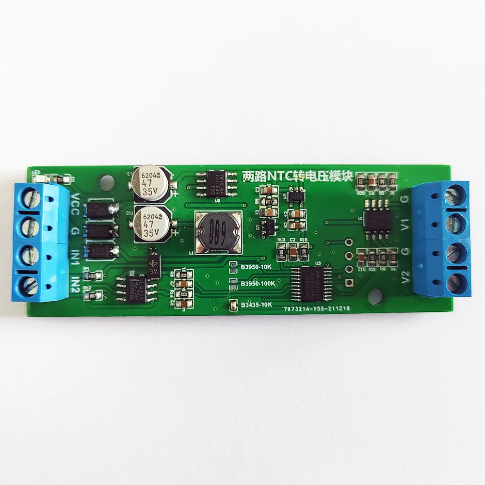 2-channel 10K NTC 100K NTC to 0-10V Converter B3435 B3950 0-100℃ NTC to Voltage Signal Transmitter Module 12-24V Power Supply