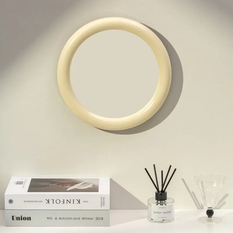 Nordic Style 30cm Round Mirror Desktop Toilet Wall Mirror Makeup Mirror for Bathroom Living Room Study Home Decoration