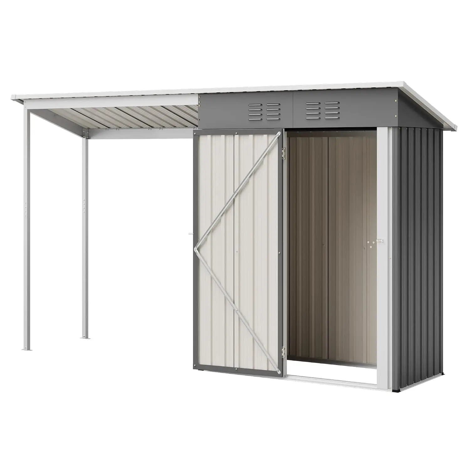 2-in-1 Metal Outdoor Storage Shed & Gazebo Combo 5x3FT Hardtop, Customized