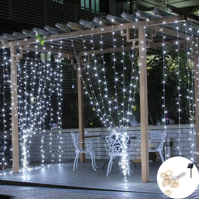 

Solar Garland Curtain Light 3x3M Solar Led String Lights Outdoor Waterproof Fairy Lights for Yard Garden Christmas Decoration