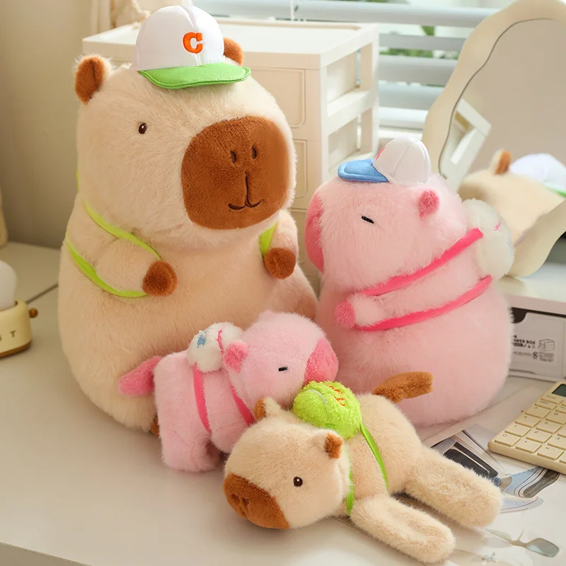 Kawaii Stuffed Animals Fluffy Capybara With Backpack Tortoise Slap Bracelet Capybara Plush Toy keychain Birthday Gift