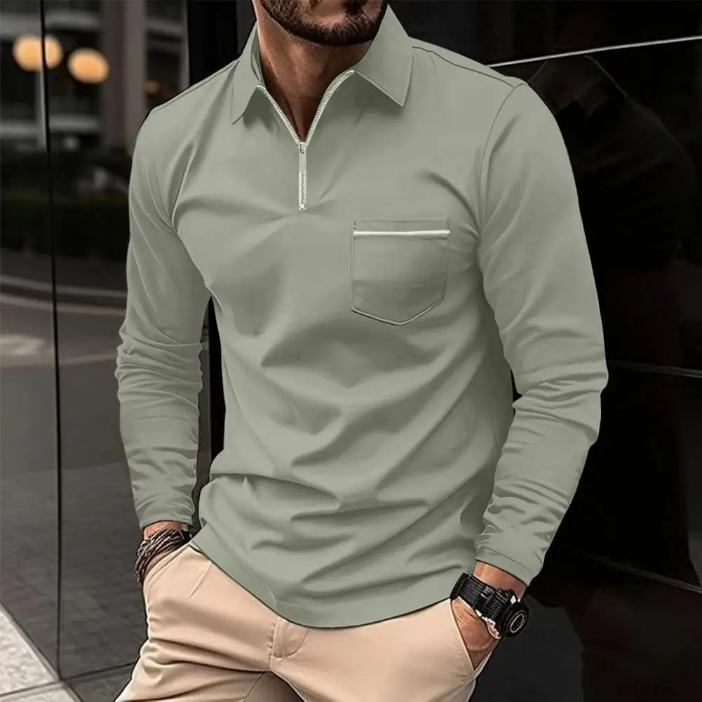 Autumn Men's Long sleeved Shirt Lapel T shirt Button Fashion Spring Autumn thin Shirt Casual Office Slim Shirt