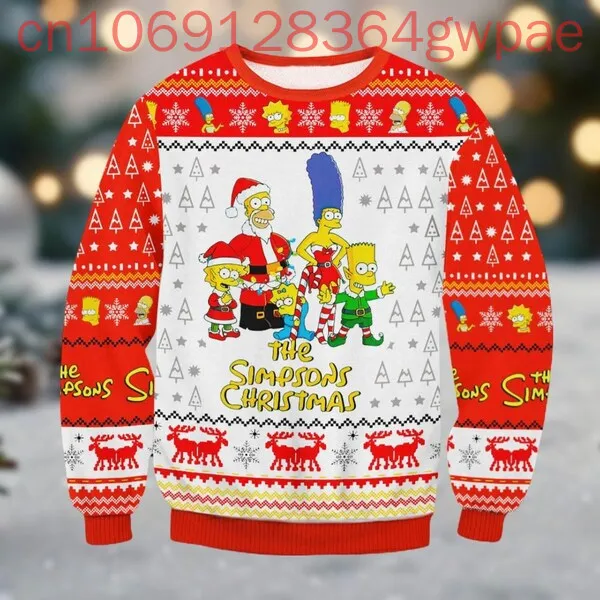 Simpson Family Men and Women Sweater Homer Marge Lisa Bart Simpson Xmas Sweater Santa Holiday Sweater Cartoon Movie Gift