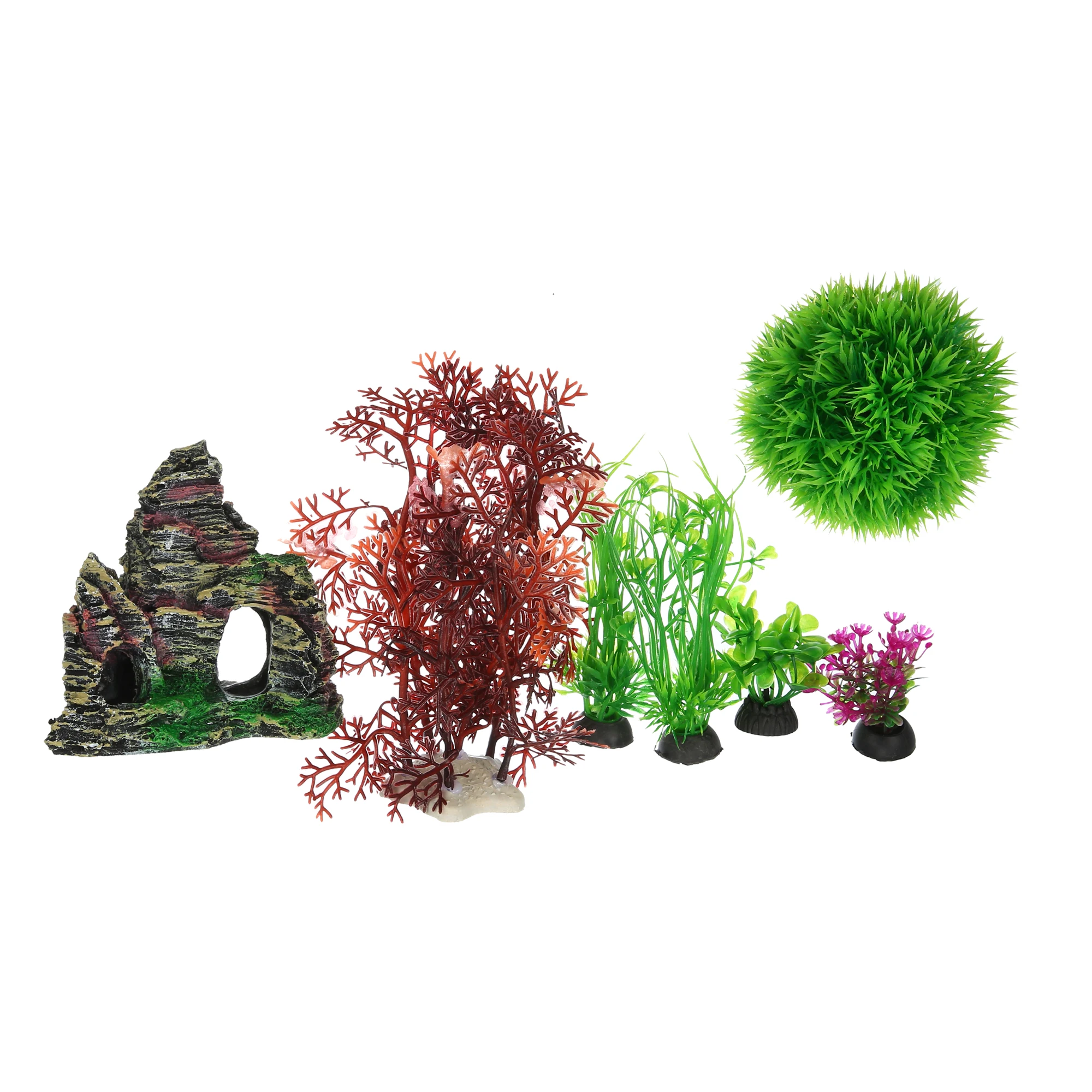 UXCELL Artificial Aquarium Plants Kit Water Weeds Ornament Fish Tank Plant Fake Colorful Flower Grass Decoration Set Accessories