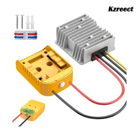 Convertitore step down Kzreect da 18 V a 12 V per batteria Dewalt da 20 V, convertitore buck CC da 240 W 12 V/20 A con sovraccarico e interruttore